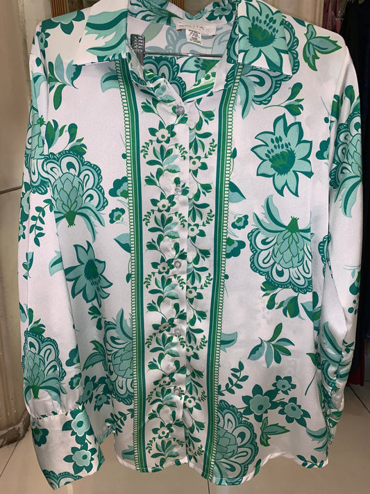 Blusa Floral Elegancia Verde Esmeralda